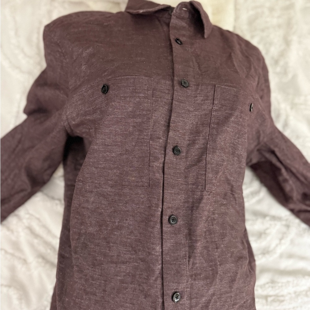 Men's Burgundy Button-Up Shirt